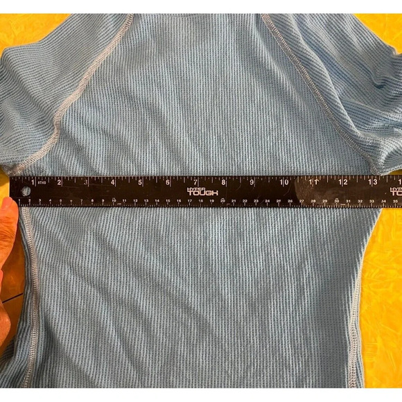 Out from under Frilly Turtle Neck Y2K 00s Vibes l/s blue comfy cozy top small - Picture 5 of 5